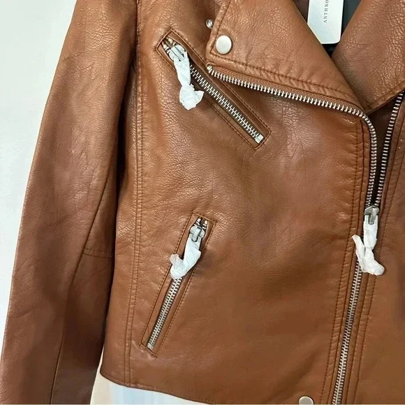 Anthropologie BlankNYC Women’s Faux Leather Moto Jacket in Honey Size XS NWT - Picture 3 of 9
